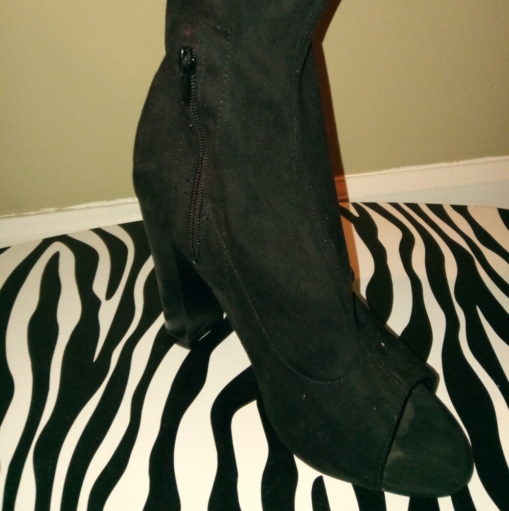 Black Open toe booties